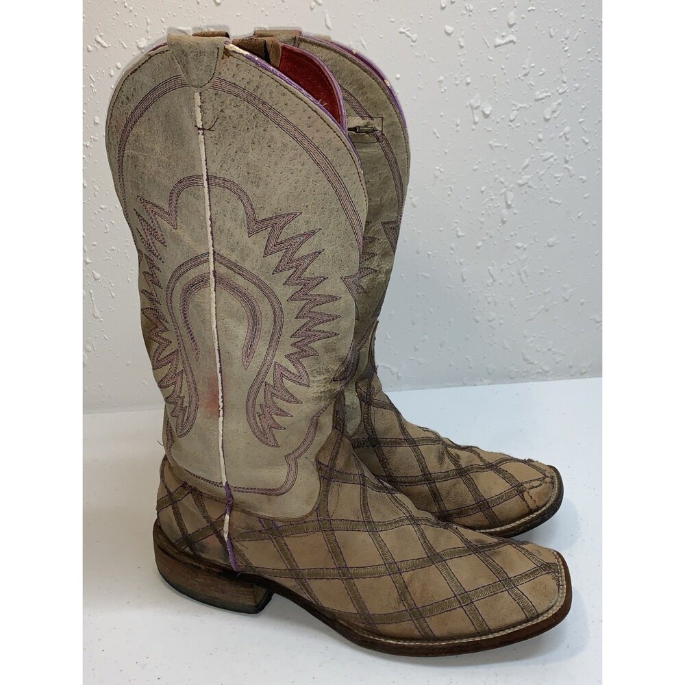 Macie Bean Cowboy Boots 10 M Diamond Stitch Horse Power M9095 Cowgirl